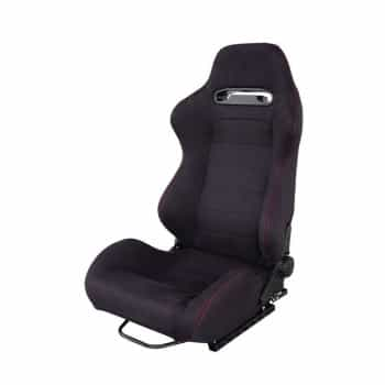 Siège sport Simoni Racing tissu Miky noir + coutures rouges (réglables gauche et droite) inclus