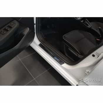 Seuil de porte Inox noir adaptable à Renault Clio V 2019- 'Hybrid' - 2 pièces