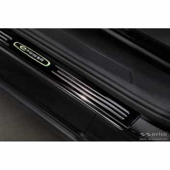 Seuils de porte Inox noirs adaptables pour Volkswagen ID.4 2020- 'E-Power' - 4 pièces