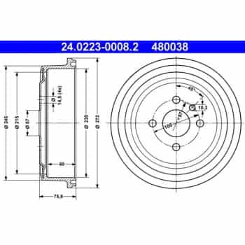 Tambour de frein 24.0223-0008.2 ATE