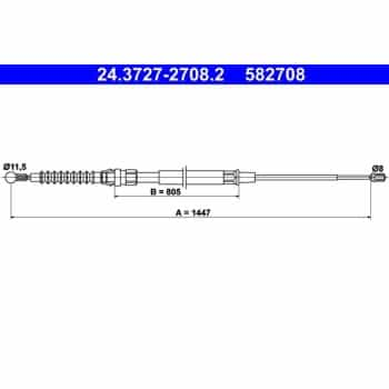 Tirette à câble, frein de stationnement 24.3727-2708.2 ATE