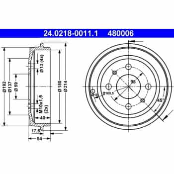 Tambour de frein 24.0218-0011.1 ATE