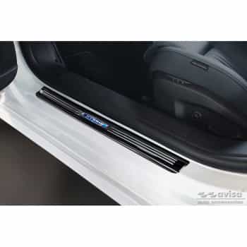 Seuils de portes Inox noirs adaptables sur Peugeot 308 III 2021- 'Hybrid' - 4 pièces
