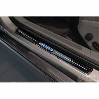 Seuils de porte Inox noir brillant adaptable à Volvo V90 2016- 'Hybrid' - 4 pièces