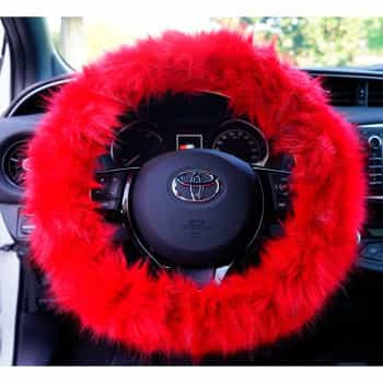 Couvre Volant Simoni Racing Fluffy Fur Rouge