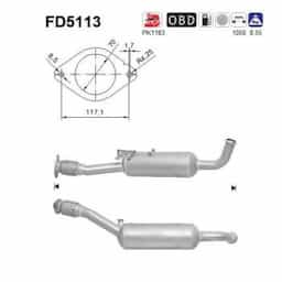 Filtre à particules diesel, système d'échappement FD5113 AS