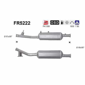 Filtre à particules diesel, système d'échappement FR5222 AS