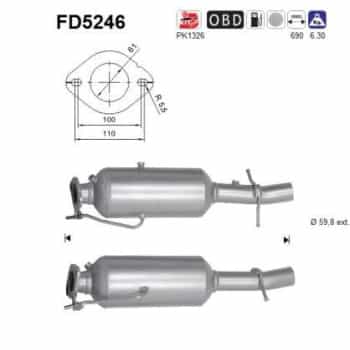 Filtre à particules diesel, système d'échappement FD5246 AS