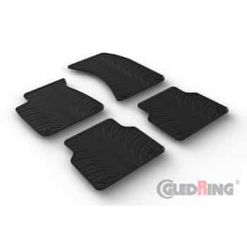 Tapis en caoutchouc pour Audi A8 (4H) 2010-2017 (profil en T en 4 parties + clips de fixation)