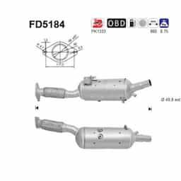 Filtre à particules diesel, système d'échappement FD5184 AS