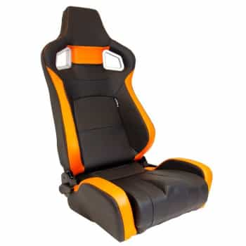 Siège sport 'RS6-II' - Cuir artificiel noir mat/orange - Dossier réglable des deux côtés - incl.