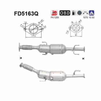 Filtre à particules diesel, système d'échappement FD5163Q AS