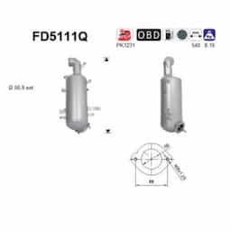 Filtre à particules diesel, système d'échappement FD5111Q AS