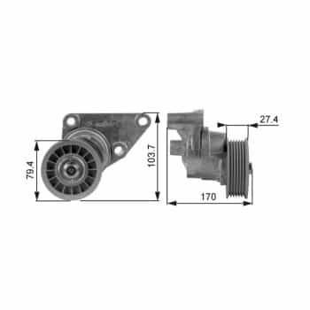 Poulie-tendeur, courroie trapézoïdale à nervures DriveAlign® T38158 Gates