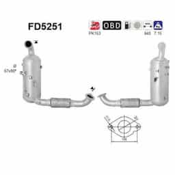 Filtre à particules diesel, système d'échappement FD5251 AS