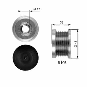 Poulie roue libre, alternateur DriveAlign® OAP7054 Gates