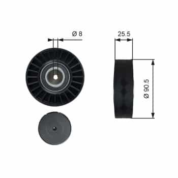 Poulie renvoi/transmission, courroie trapézoïdale à nervures DriveAlign® T36005 Gates