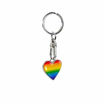 Porte-clés en acier inoxydable - 'Coeur' Arc-en-ciel