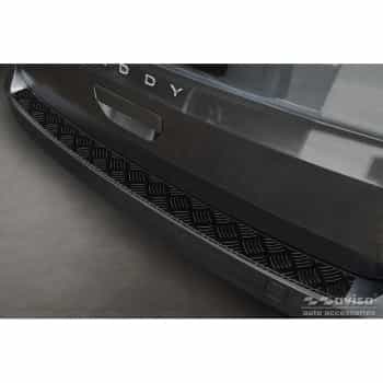Protecteur de pare-chocs arrière en aluminium noir mat pour Volkswagen Caddy V 2020- 'Riffled Plate'