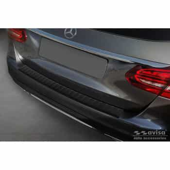 Protection de seuil de coffre en inox noir mat adaptable pour Mercedes Classe C W205 Combi 2014-2021 'Ribs'