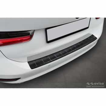 Protection de seuil de coffre en inox noir adaptable à BMW Série 3 G21 Touring 2019-2022 'Ribs'