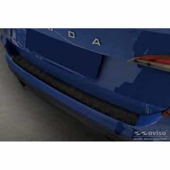 Protecteur de pare-chocs arrière en aluminium noir mat adapté à Skoda Kamiq 2019- 'Riffled Plate'