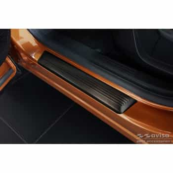 Seuils de porte en acier inoxydable noir sur mesure pour Renault Captur II 2020- 'Lines' - 4 pièces