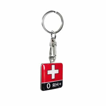 Porte-clés en acier inoxydable - 'Blood Type' 0 RH+