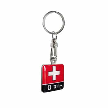 Porte-clés en acier inoxydable - 'Blood Type' 0 RH-