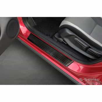 Seuils de porte en acier inoxydable noir sur mesure pour Honda Jazz Crosstar 2020- 'Lines' - 4 pièces