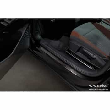 Seuils de porte en acier inoxydable noirs sur mesure pour Volkswagen ID.4 2020 - 'Lines' - 4 pièces
