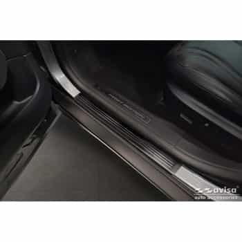Seuils de porte en acier inoxydable noirs sur mesure pour Ford Mustang Mach-E 2020 - 'Lines' - 4 pièces