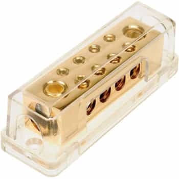 Bloc de distribution d'alimentation (or) 2x50 mm² entrée/8x10 mm² sortie