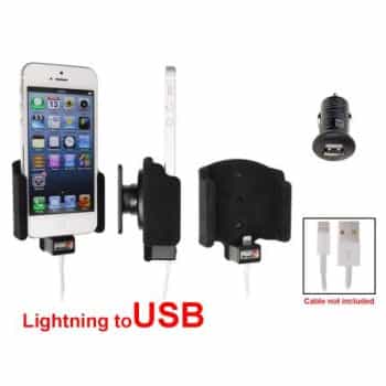 Support passif Apple iPhone 5 / SE. Câble Lightning d'origine avec prise Belkin USB 12/24V