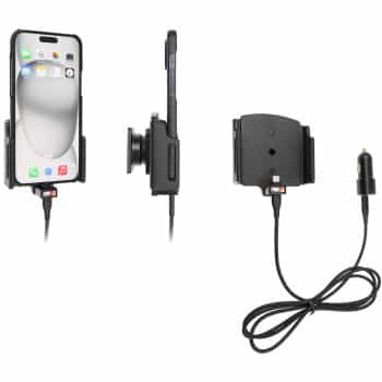 Apple iPhone 15 Plus / 15 Pro MAX, support réglable actif avec prise SIG USB 12 V 70-83 mm