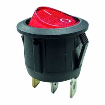 Interrupteur à bascule rouge on - off, 12V, 10A, 20mm, LED sous blister