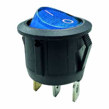 Interrupteur à bascule bleu on - off, 12V, 10A, 20mm, LED sous blister