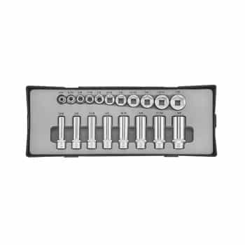 Jeu de douilles 3/8" 6 pans SAE 19 pièces