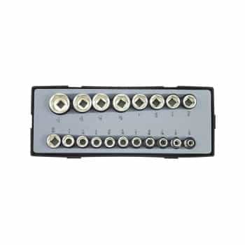 Jeu de douilles SAE 1/2" 6 pans 19 pièces