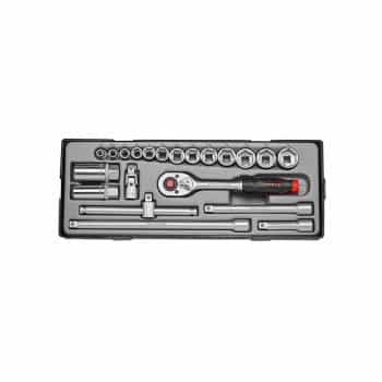 Jeu de douilles 3/8" 6 pans SAE 21 pièces