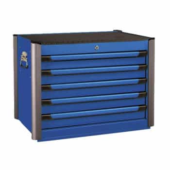 Boîte à outils bleue avec 5 tiroirs