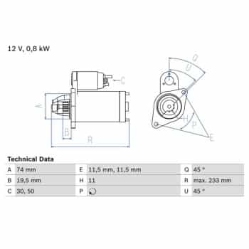Démarreur / Démarreur 0 986 012 831 Bosch
