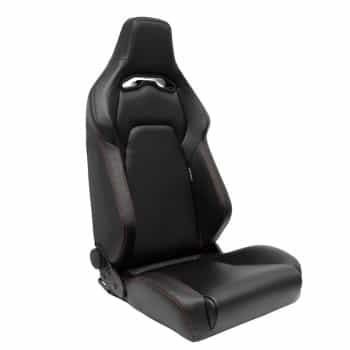 Siège sport 'VGR' - Cuir artificiel noir + coutures rouges - Dossier réglable des deux côtés