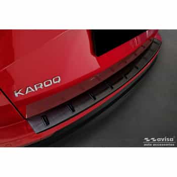 Protection de pare-chocs arrière en acier inoxydable noir sur mesure pour Skoda Karoq (NU7) Facelift incl.