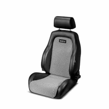 Siège sport Sparco GT - Similicuir noir + microfibre « Rétro » noir/blanc - Réglable