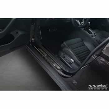 Seuils de porte en acier inoxydable noirs sur mesure pour Volkswagen Passat 3G Berline/Variant 2014-2023 - 'Lines&#3