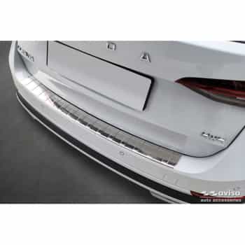 Protection de pare-chocs arrière en acier inoxydable sur mesure pour Skoda Octavia Scout (NX5) 2020 - 'Ribs'