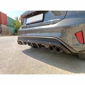 Jupe de pare-chocs arrière (Diffuseur) sur mesure pour Ford Focus IV ST/ST-Line HB 2018-2022 (ABS Noir Brillant)