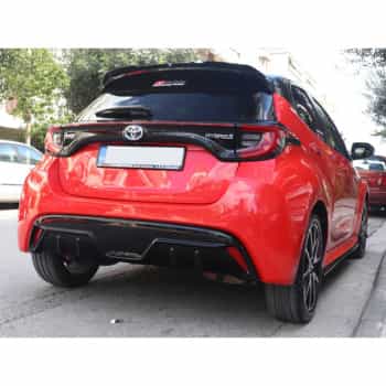 Jupe de pare-chocs arrière (Diffuseur) sur mesure pour Toyota Yaris (P21) 2020- (ABS Noir brillant)