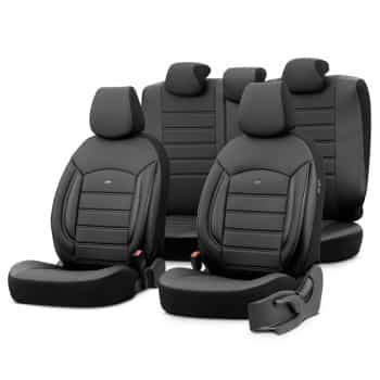 Ensemble de housses de siège universelles en cuir 'Inspire' noir - 11 pièces - adapté aux airbags latéraux